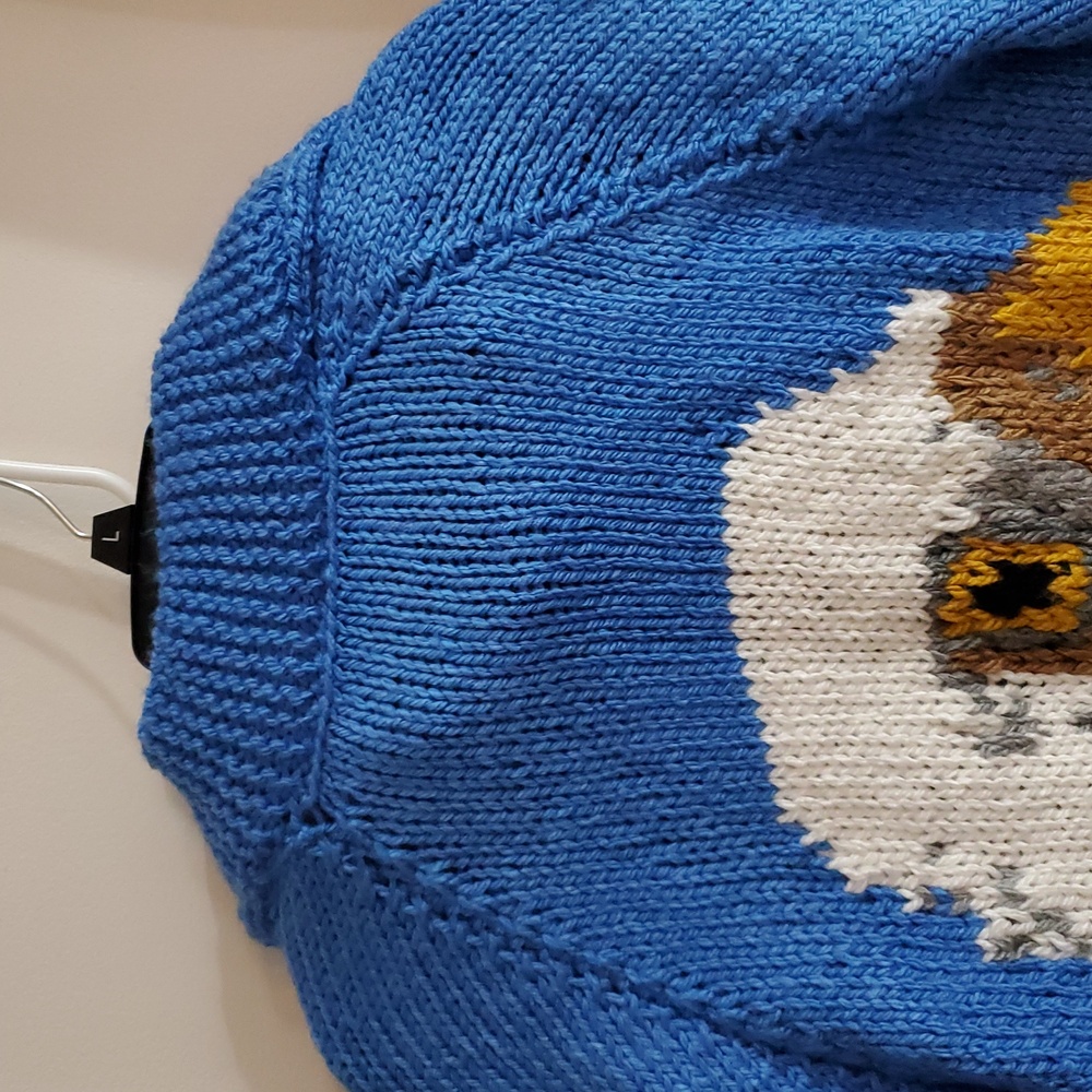 Hand Knit Bulky Cardigan Sweater Eagle Sweater Royal Blue XL - Picture 5 of 12
